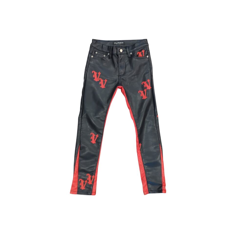 Valabasas Pants Boys Kids Red Black Faux  Leather Sz 8t 8 Boys